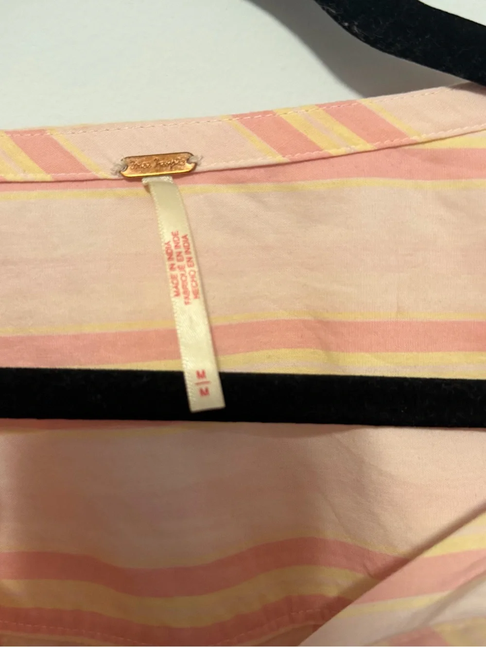 Free People Pink Striped Tie-Front Peplum Blouse